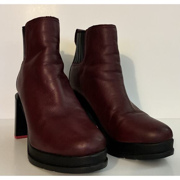 Sorel Shoes - Sorel Sz 8 Burgandy Margo Chelsea Full Grain Leather Boot Block Heel Boho